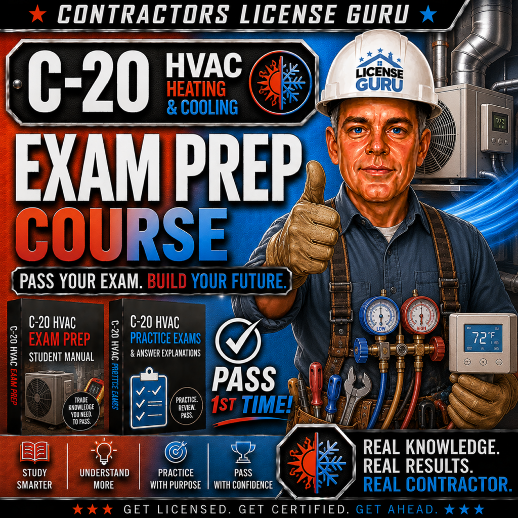 C-20 HVAC California Contractors License Exam Prep Course for the CSLB