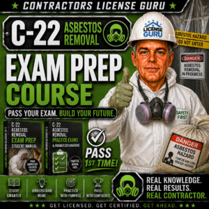 C-22 Asbestos Abatement CSLB Contractor's Exam Prep Course for California.