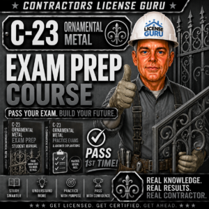 C-23 Ornamental Metal Exam Preparation Course for the CSLB.
