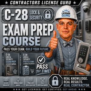 C-28 Lock & Security CSLB Exam Prep Course for California.
