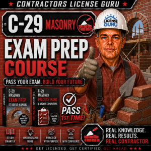 C-29 Masonry CSLB Exam Prep Course for California.