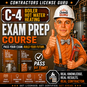 C-4 Boiler CSLB Exam Prep Course California Contractor