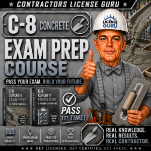 C-8 Concrete Contractors CSLB Exam Prep course