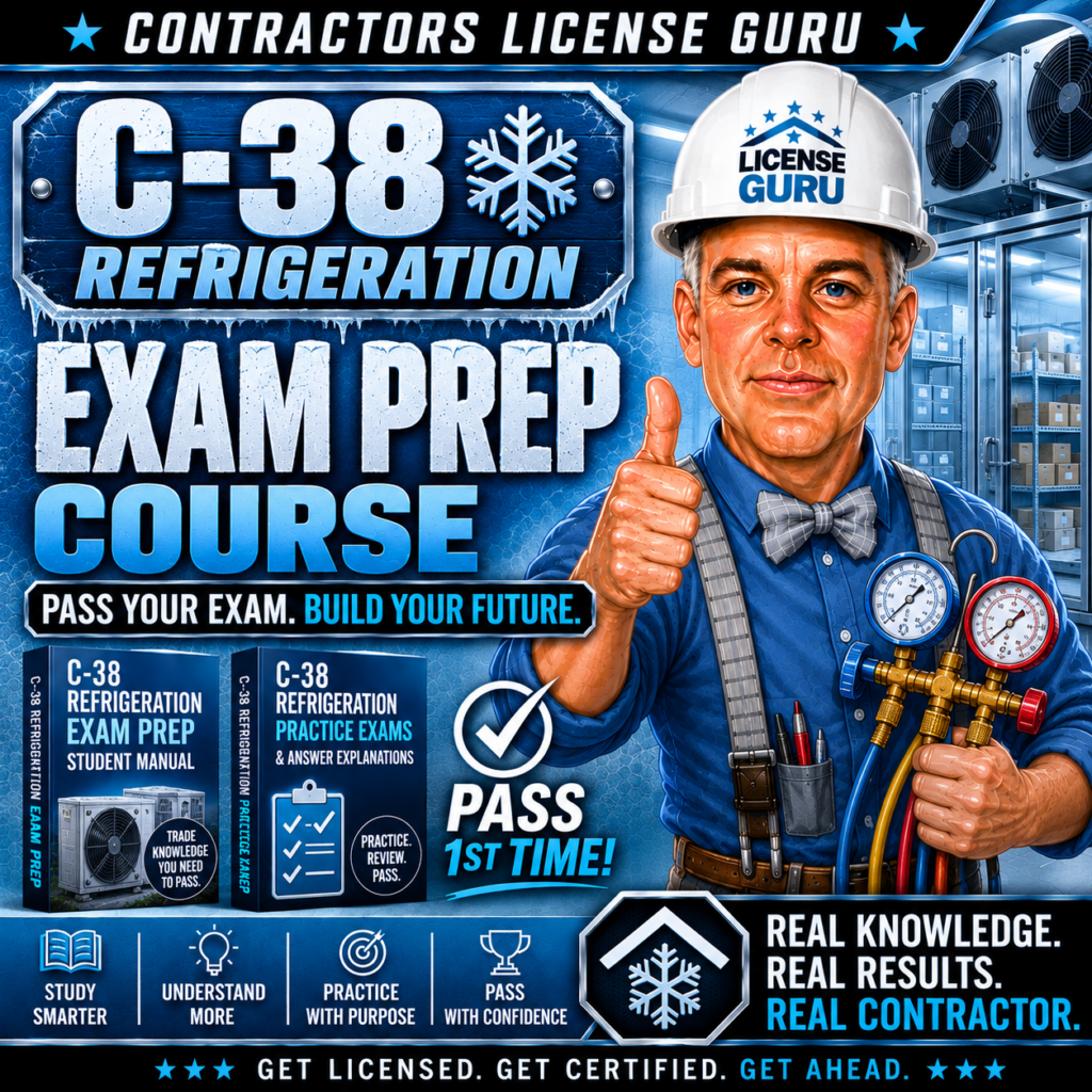 C-38 CSLB Refrigeration Contractors Exam Course